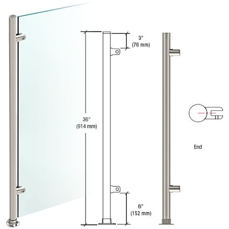 Cr Laurence Brushed Stainless 36-in High 1-in Round Slimline Series Straight Front Counter/Partition End Post PP59EBS